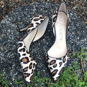 Sole society leather leopard heels